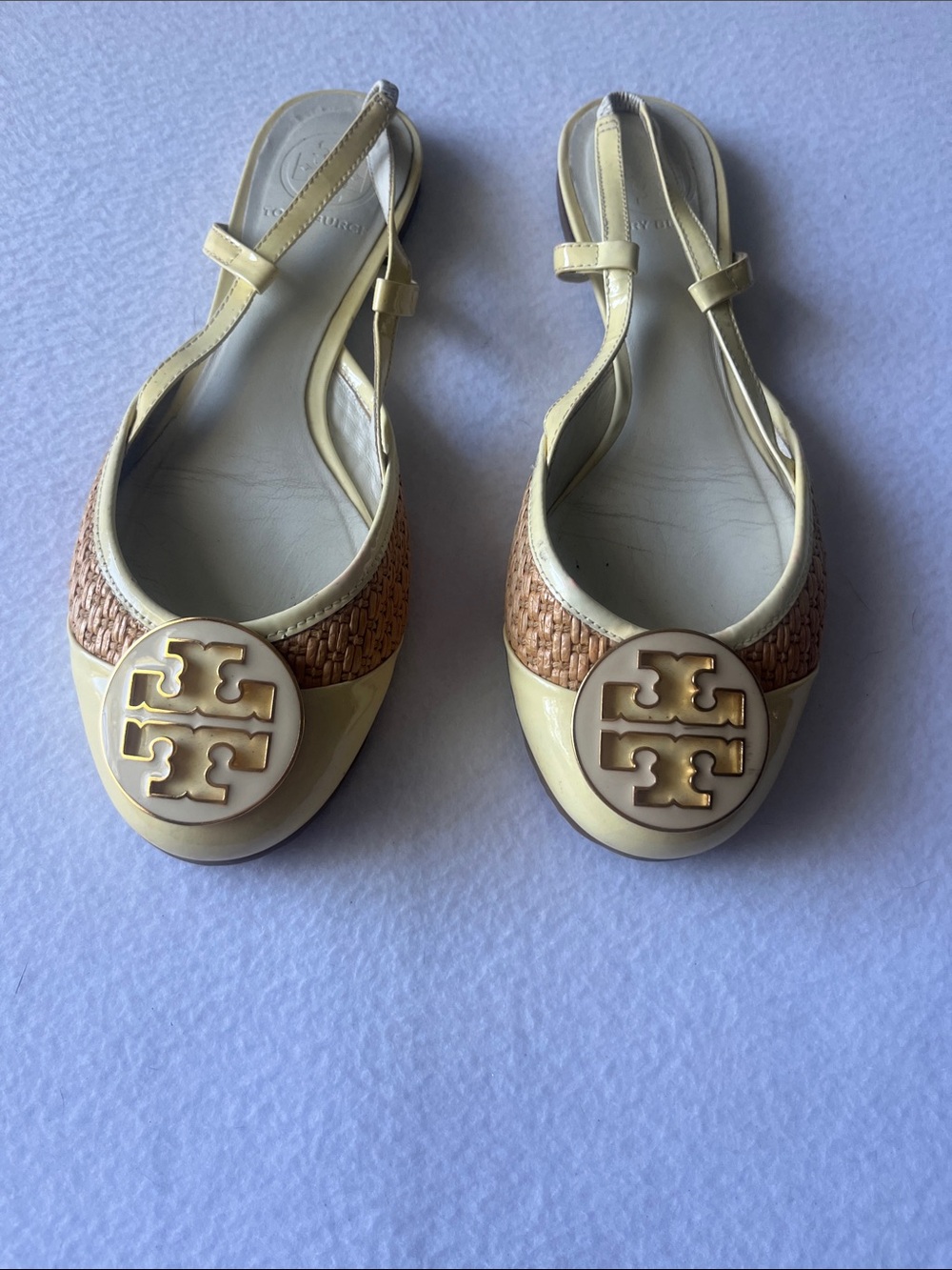 Tory Burch Randy Slingback Flat in Raffia & Yellow